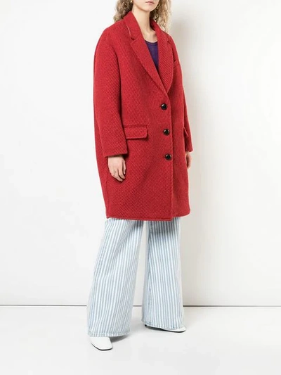 Shop Isabel Marant Étoile Oversized Single Breasted Coat In Red
