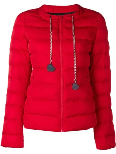 Shop Love Moschino Zipped Padded Jacket - Red