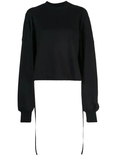 Shop Vera Wang Cropped Patch Embroidery Sweatshirt In Black