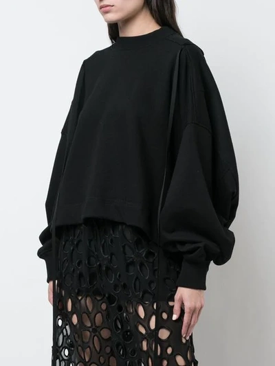 Shop Vera Wang Cropped Patch Embroidery Sweatshirt In Black