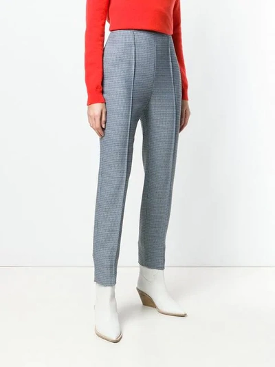 Shop Fendi Cropped High-waisted Trousers In Blue