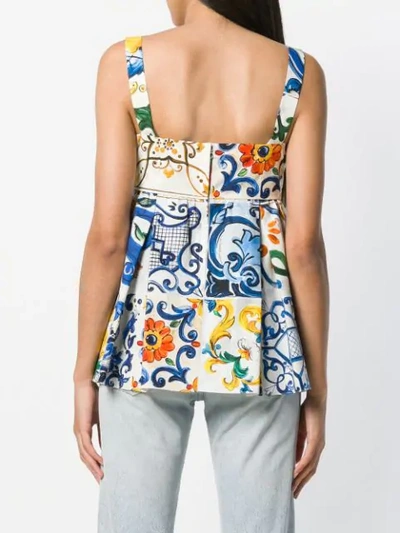 Shop Dolce & Gabbana Maioliche Print Top In Blue
