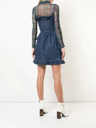 Shop Stella Mccartney Denim Sheer Panel Mini Dress In Blue