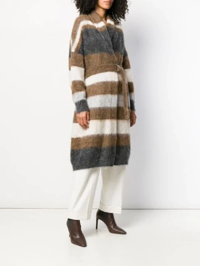 Shop Brunello Cucinelli Textured Cardigan Cardi-coat In Brown