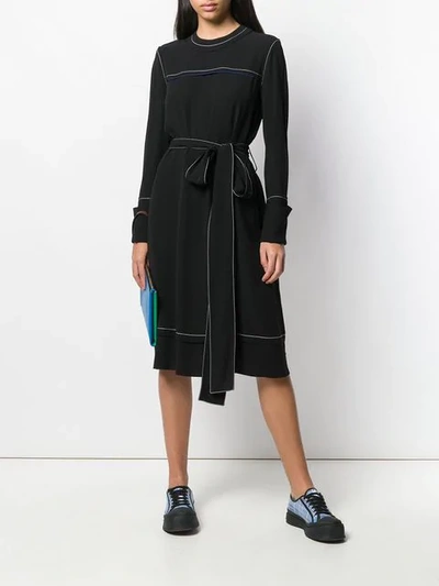 Shop Marni Belted Sweater Dress In Black