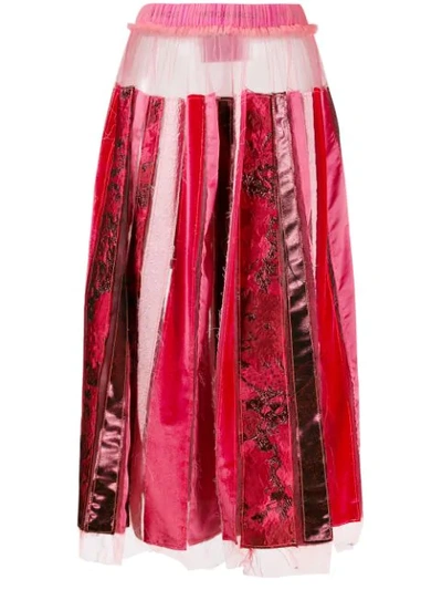 Shop Viktor & Rolf Recycled Pleated Skirt In Red