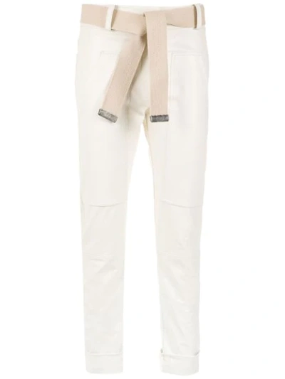 Shop Andrea Bogosian Leather Trousers In Neutrals