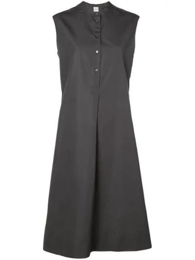 Shop Aspesi Band Collar Shirt Dress In Grey
