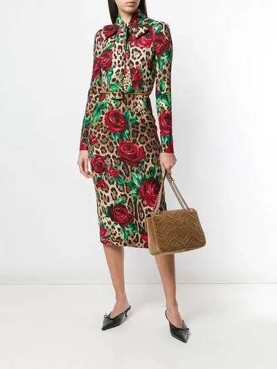 Shop Dolce & Gabbana Patterned Dress In Brown