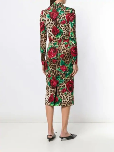 Shop Dolce & Gabbana Patterned Dress In Brown