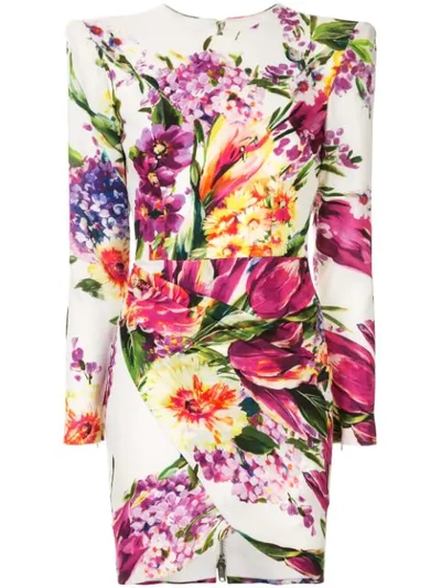 Shop Alex Perry Anais Floral Print Mini Dress In White