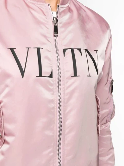 Shop Valentino Logo Print Bomber Jacket In Pink