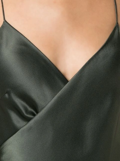 Shop Michelle Mason Strappy Wrap Gown In Hunter