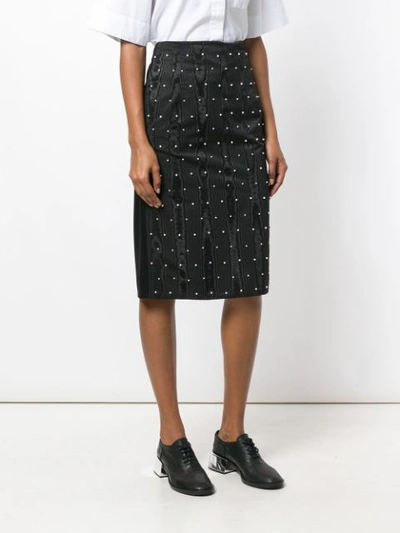 Shop Thom Browne Pearl Embroidered Pencil Skirt In Black
