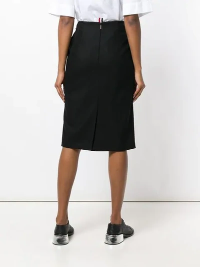 Shop Thom Browne Pearl Embroidered Pencil Skirt In Black