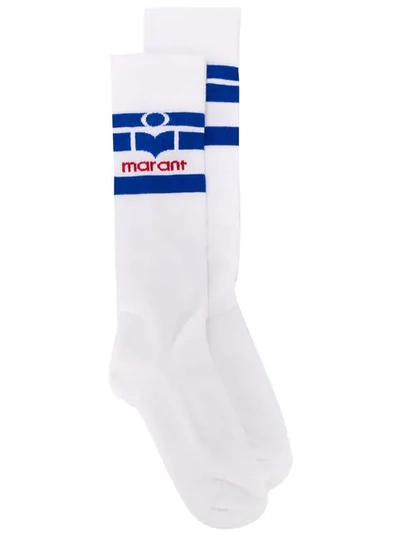 Shop Isabel Marant Logo Knitted Socks In White