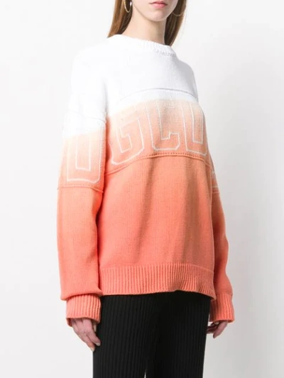 Shop Gcds Knitted Gradient Dye Jumper In Orange