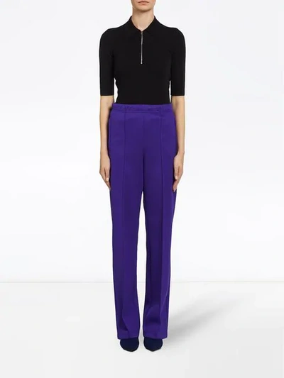 Shop Prada Techno Jersey Trousers In F0030 Violet