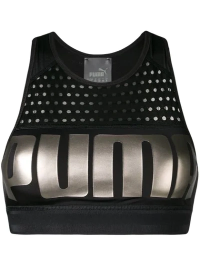Shop Puma Metallic Logo Sports Top In Black