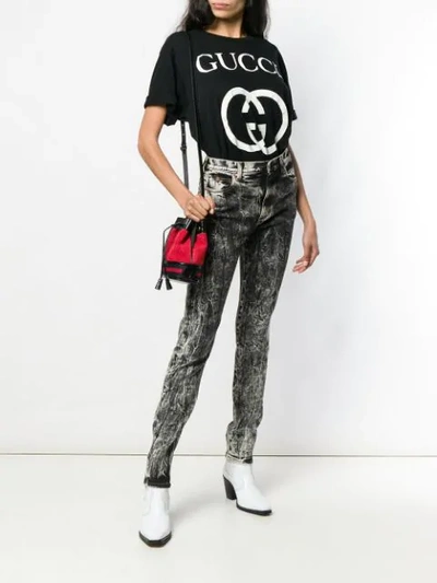 Shop Gucci Acid Wash Slim-fit Jeans In Black