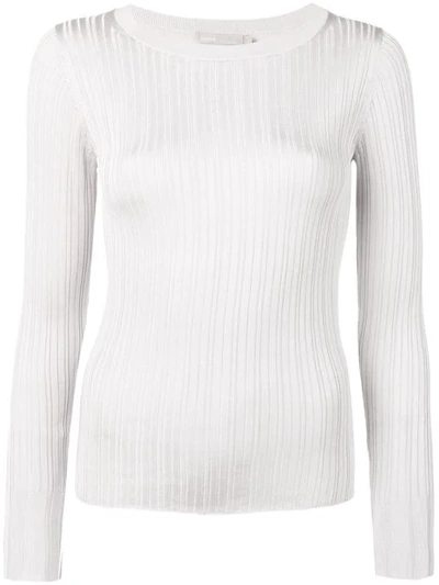 Shop Vince Slinky Ribbed Crew Top In Silver