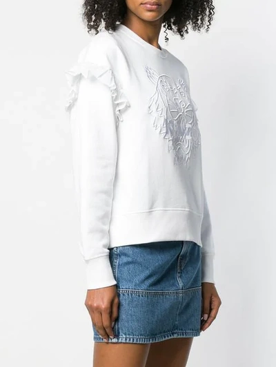 Shop Kenzo Tiger Ruffled Sweatshirt In White