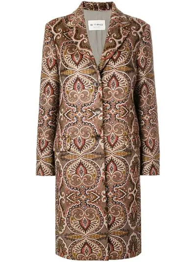 Shop Etro Patterned Cocoon Coat In 990