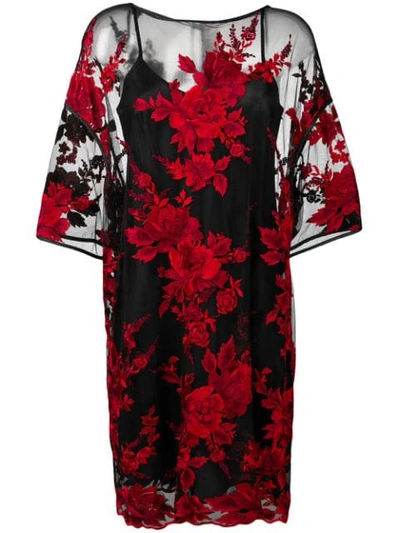 Shop Antonio Marras Floral Pattern Sheer Dress In Black