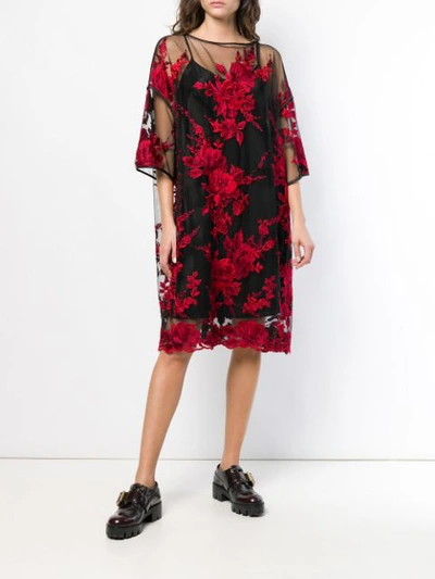 Shop Antonio Marras Floral Pattern Sheer Dress In Black