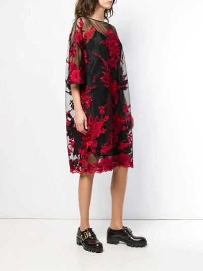 Shop Antonio Marras Floral Pattern Sheer Dress In Black