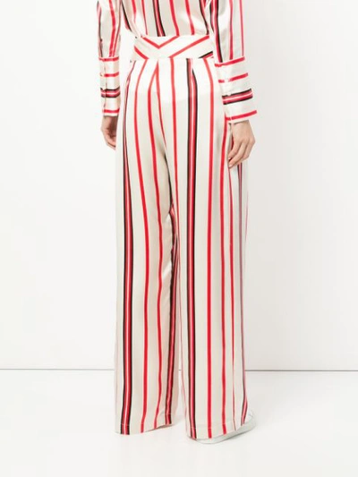 Shop Maggie Marilyn Striped Wide-leg Trousers In White