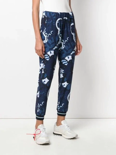 Shop Rrd Floral Print Track Pants In Blue