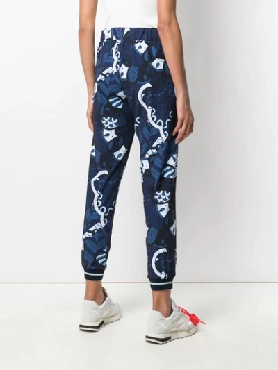 Shop Rrd Floral Print Track Pants In Blue
