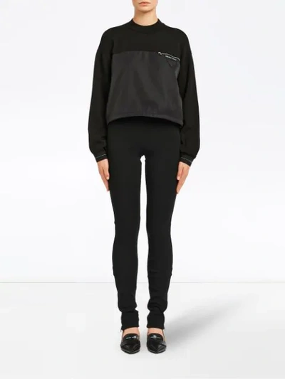 Shop Prada Wool And Nylon Gabardine Sweater - Black