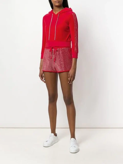 Shop Juicy Couture Swarovski Embellished Velour Shorts In Red