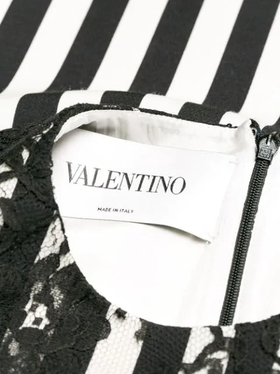 Shop Valentino Striped Long Sleeved Dress In Black
