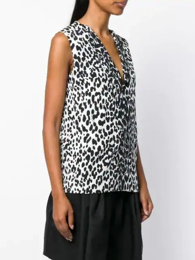 Givenchy V Neck Blouse Black & White In Black