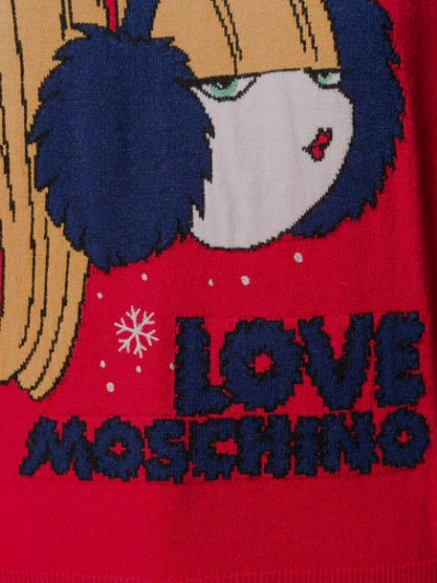 Shop Love Moschino Logo Intarsia Sweater - Red