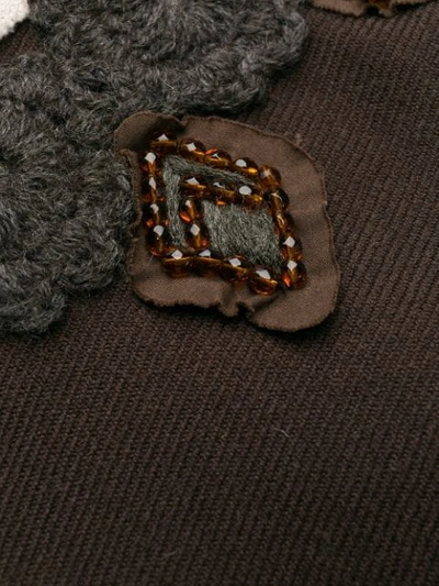 Pre-owned Prada 1990's Crochet Appliqué Collarless Jacket In Brown