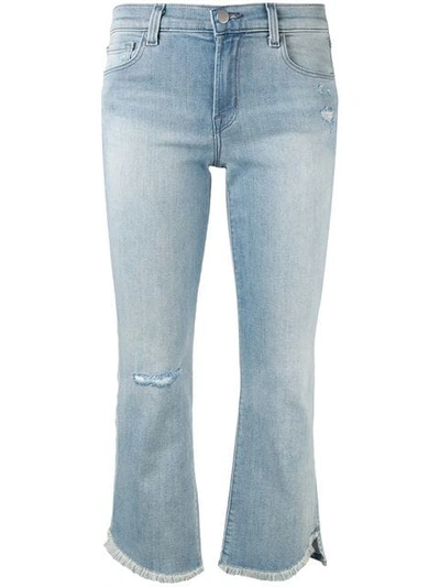 Shop J Brand Ripped Detail Jeans In Blue