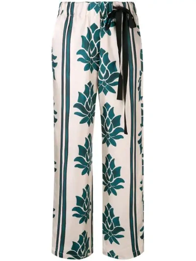 Shop Alysi Floral Print Palazzo Trousers - Neutrals