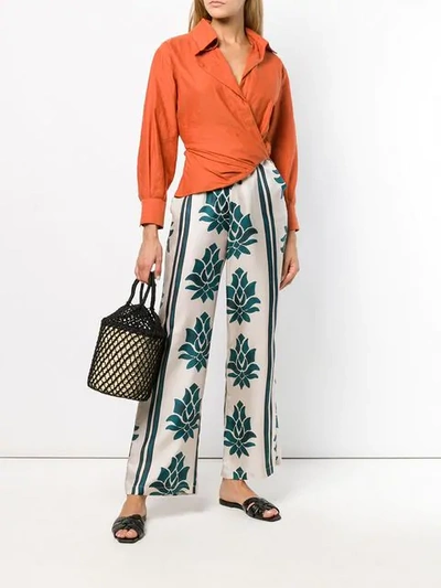 Shop Alysi Floral Print Palazzo Trousers - Neutrals