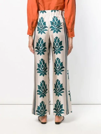 Shop Alysi Floral Print Palazzo Trousers - Neutrals