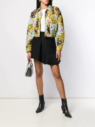 Shop Versace Jeans Quilted Floral-print Baroque Jacket In 112