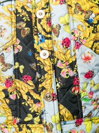 Shop Versace Jeans Quilted Floral-print Baroque Jacket In 112