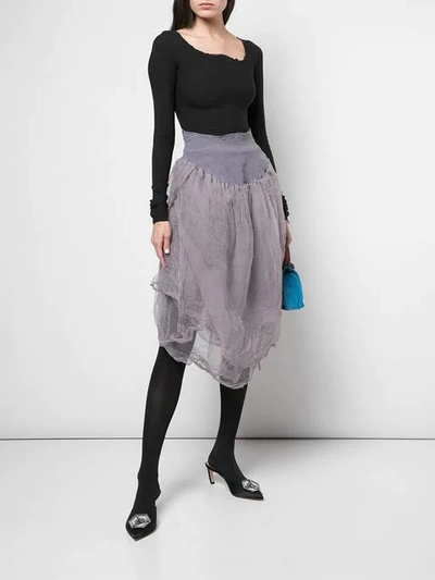 Shop Marc Le Bihan Elasticated Waist Skirt In Purple