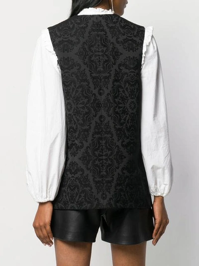Shop Saint Laurent Baroque Print Waistcoat Jacket In Black