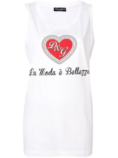 Shop Dolce & Gabbana Slogan Print Tank Top In White