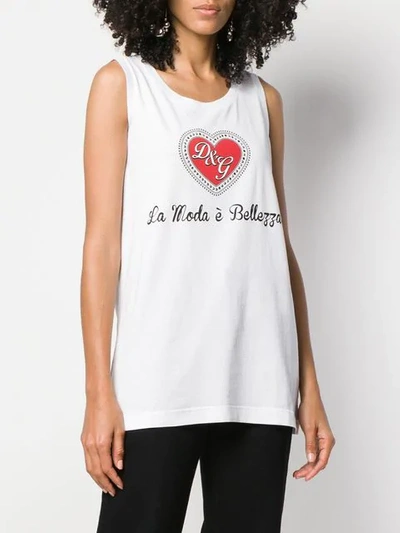 Shop Dolce & Gabbana Slogan Print Tank Top In White