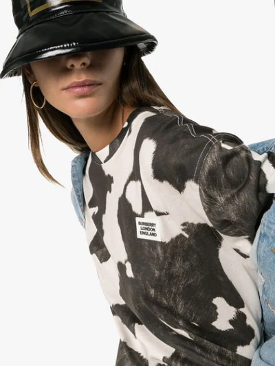 Shop Burberry Carrick Cow-print T-shirt In Black Ip Pattern